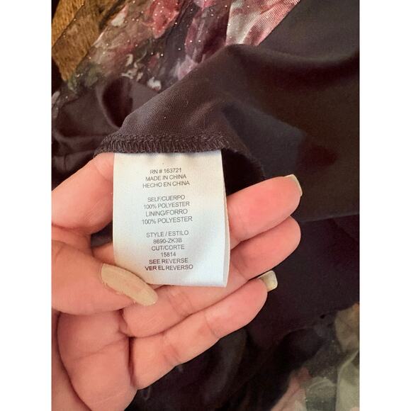 City Triangles Floral Maxi Dress Black Pink Sheer Overlay Size 11 Formal Gown - Picture 8 of 8